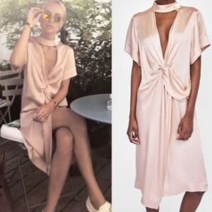 Zara elegant soft peach dress satin like size medium